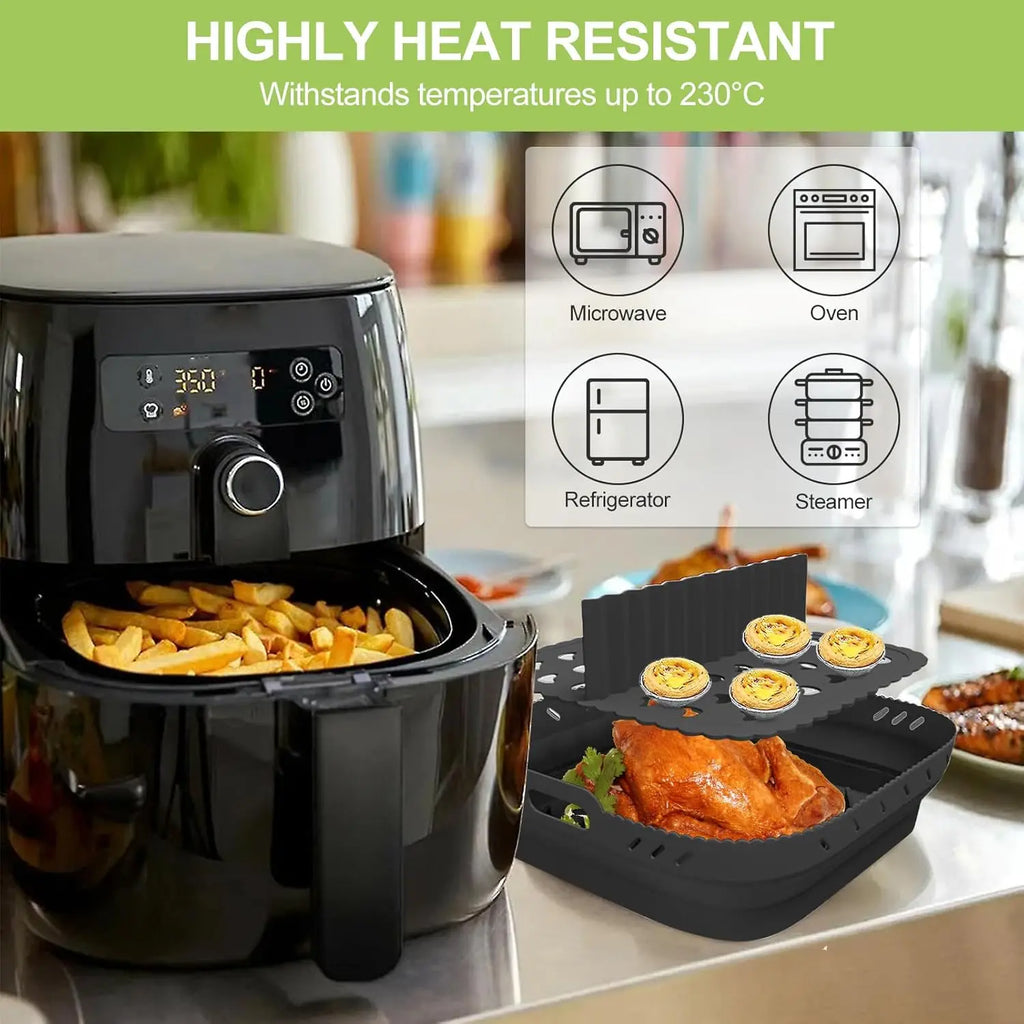 Air Fryer Accessories Set of 22CM Square Silicone Air Fryer Molds for Phi XL 6.2L, COSORI 5.5L, 4.7L, Cecotec 5.5L, 6L Air Frye