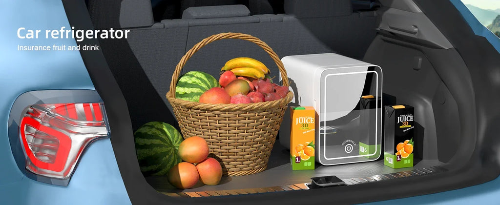 Skincare Fridge with Dimmable LED Light Mirror, 4L Makeup Mini Fridge for Bedroom, Car