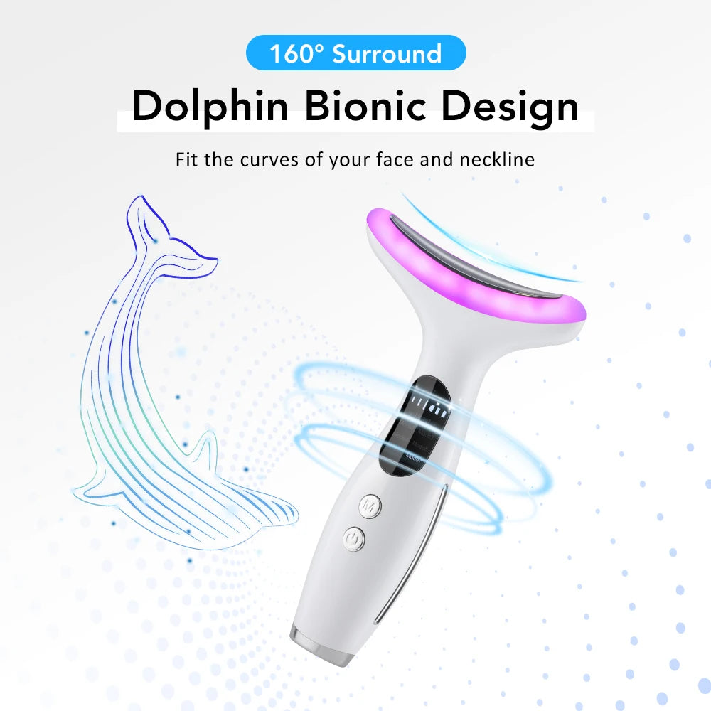 7 Colors LED Lights Face Neck Beauty Device Vibration Massage Improve Neck Lines Home Use Face Lifting Machine 7 Modes 3 Levels