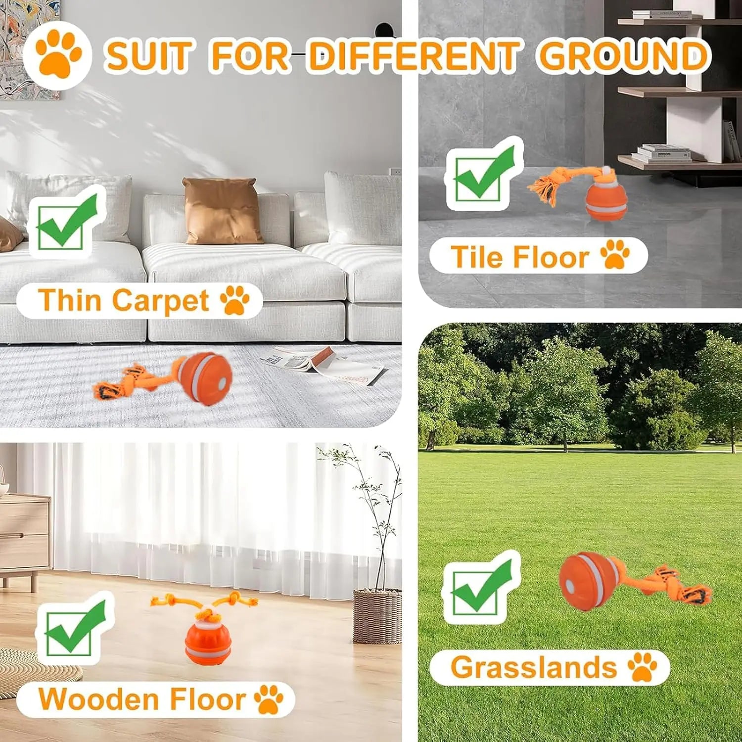 Interactive Dog Toy Ball with Rope Electronic Motion Activated Rolling Ball for Indoor Cat Dog Play Toys for Puppy Training Ball
