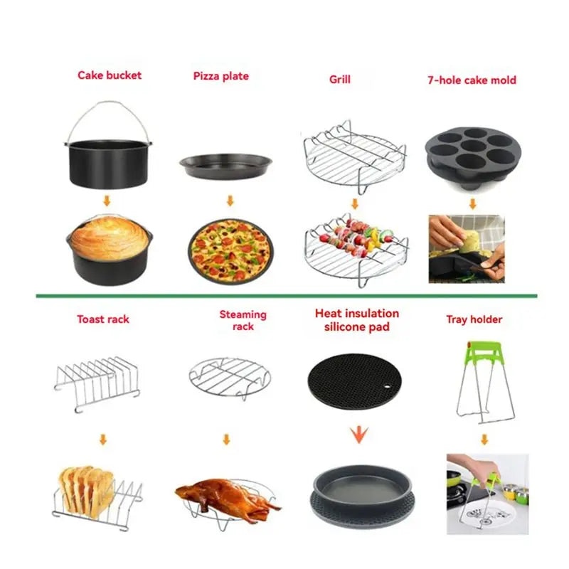 B59B-8 Inch Air Fryer Accessories For Gowise Phillips Cozyna And Secura Fit All Airfryer 4.5-5.2L Baking Pan
