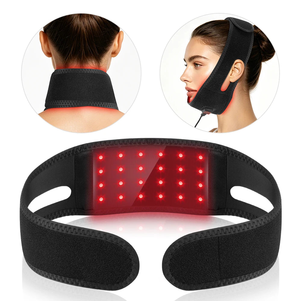 LED Beauty Device 660nm 850nm Neck V-Contour Care Warm Massage Skin Care Tool