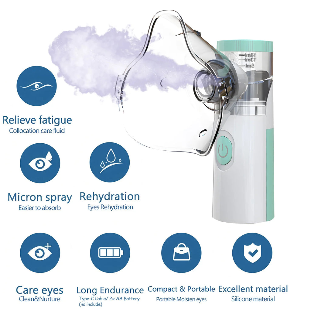 Compress Eye Steamer Relieve Fatigue Dry Eyes Moisturizing Heating Face Eye Massager Mask Humidifier Mist Nano Sprayer