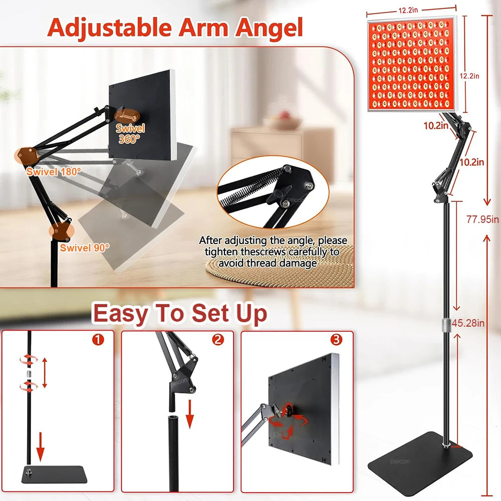 LED Red Light Therapy Lamp 660nm 850nm Beauty Skin Care 225 LED Red Light Panel with Stand Hanger Infrared Lamp For Face Body