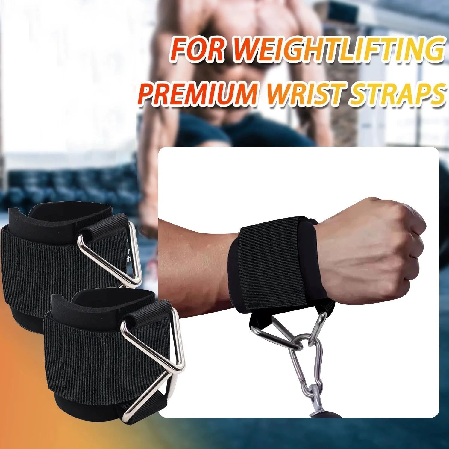 1PC Wrist Straps for Weightlifting, Straps with D Ring Deadlift Straps for Cable Machine Workout Gym Straps