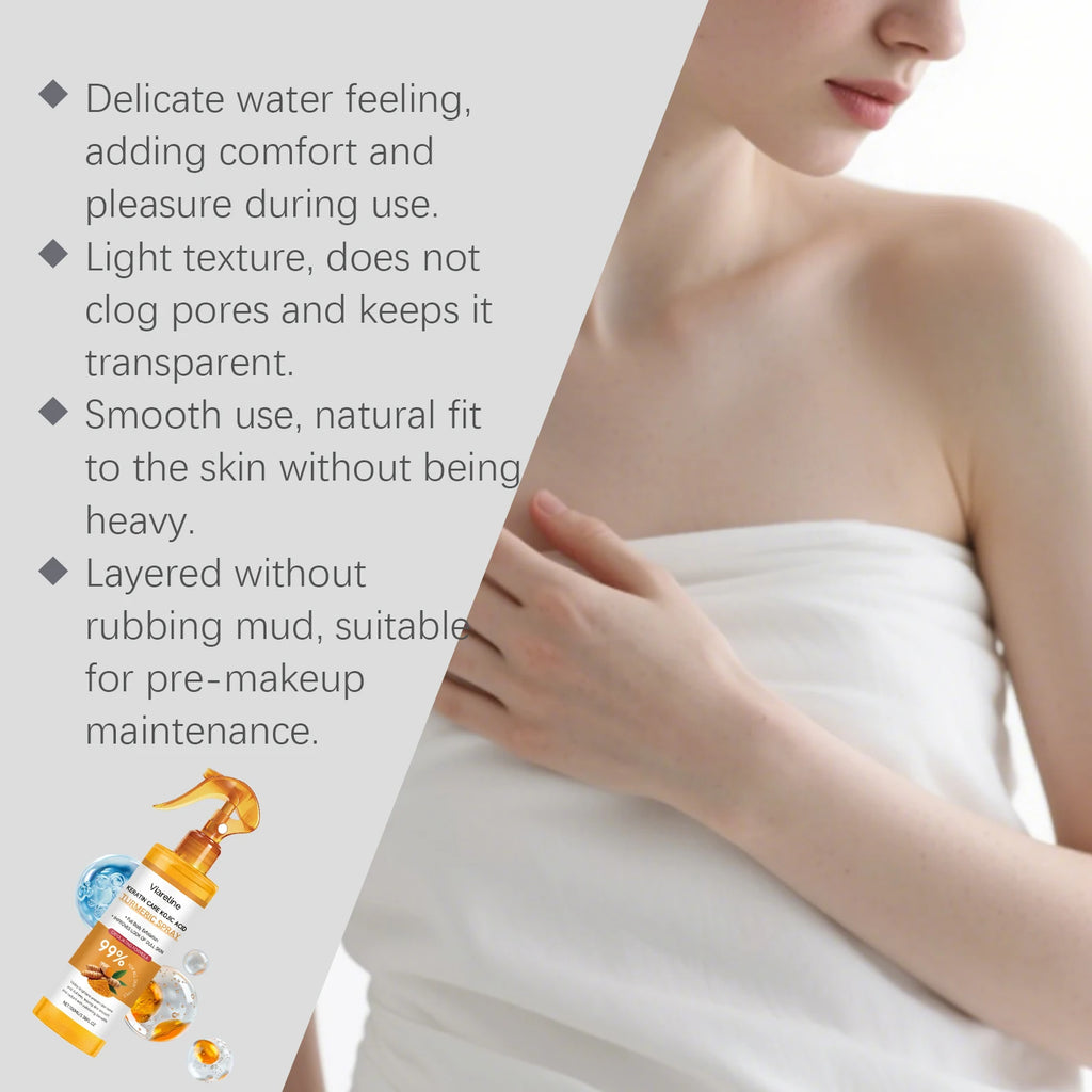 Turmeric Exfoliating Body Spray Gentle Cleansing Smoothing Nourishing Soft Hydrating Mist Dead Skin Remover All Skin Types