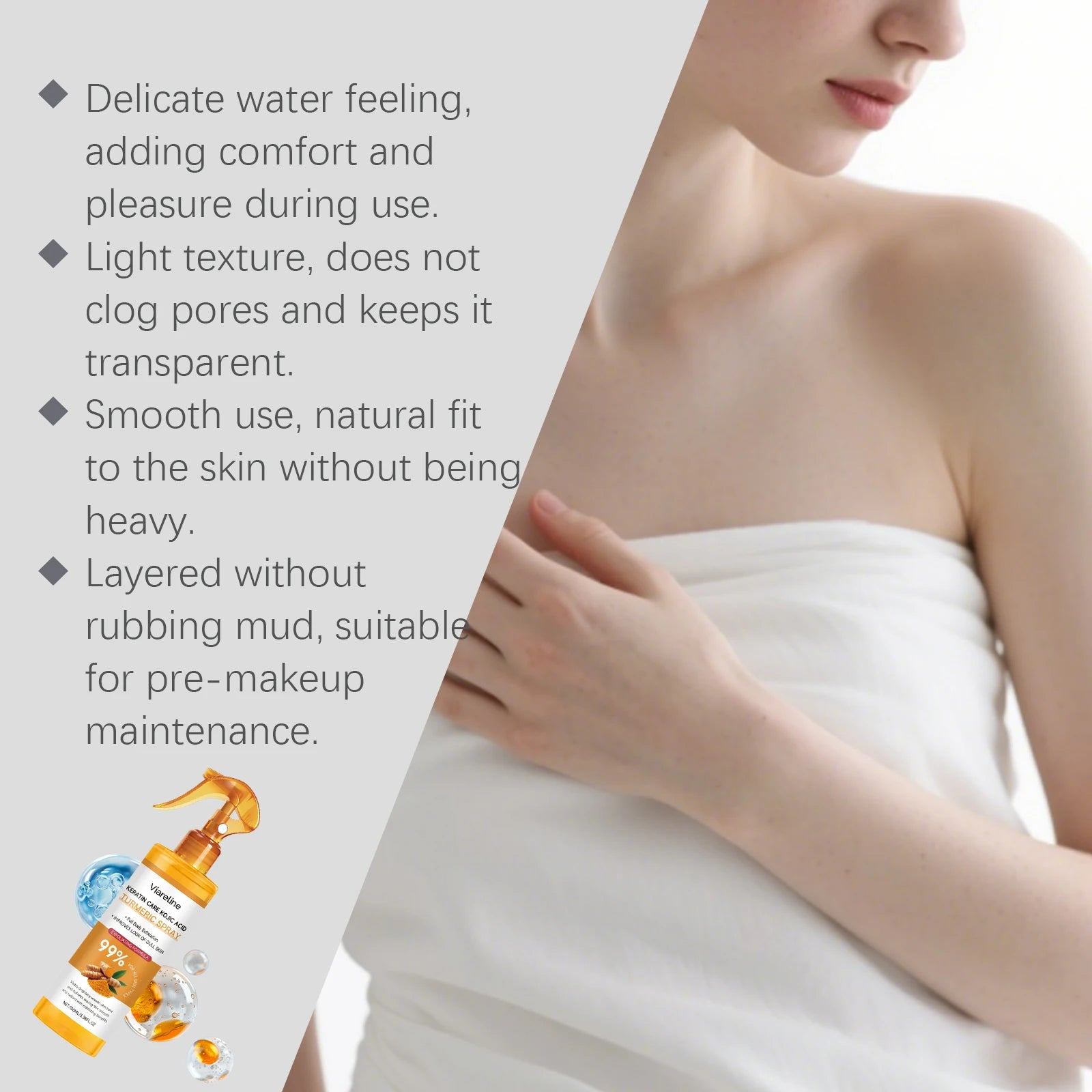 Turmeric Exfoliating Body Spray Gentle Cleansing Smoothing Nourishing Soft Hydrating Mist Dead Skin Remover All Skin Types