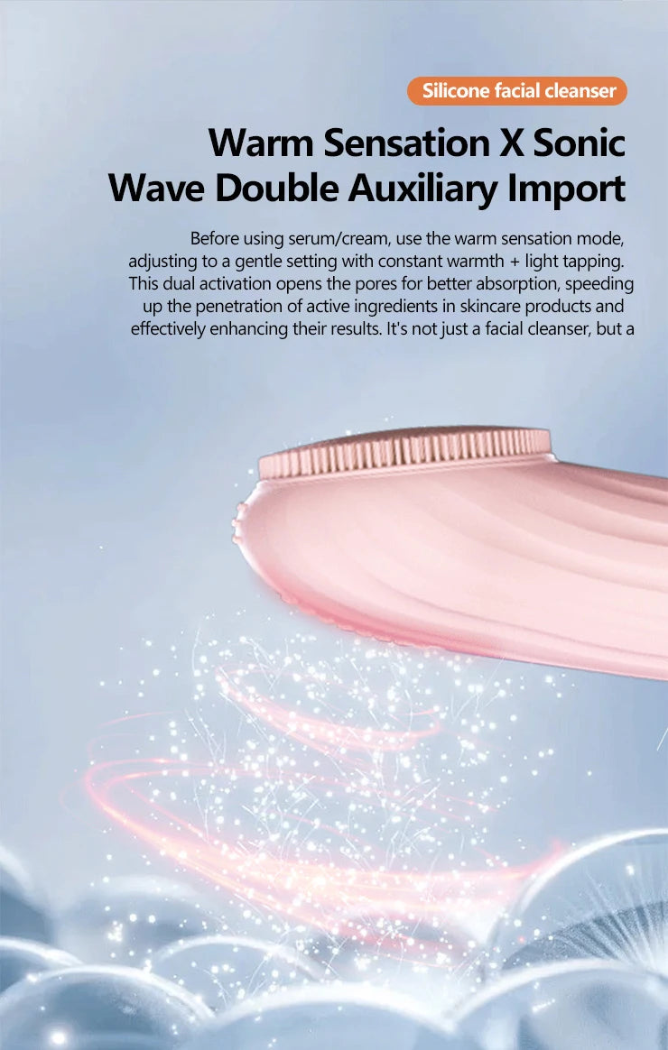 Sonic Waterproof Silicone Facial Cleansing Brush Rechargeable Vibrating Exfoliating Deep Clean Face Cleanser
