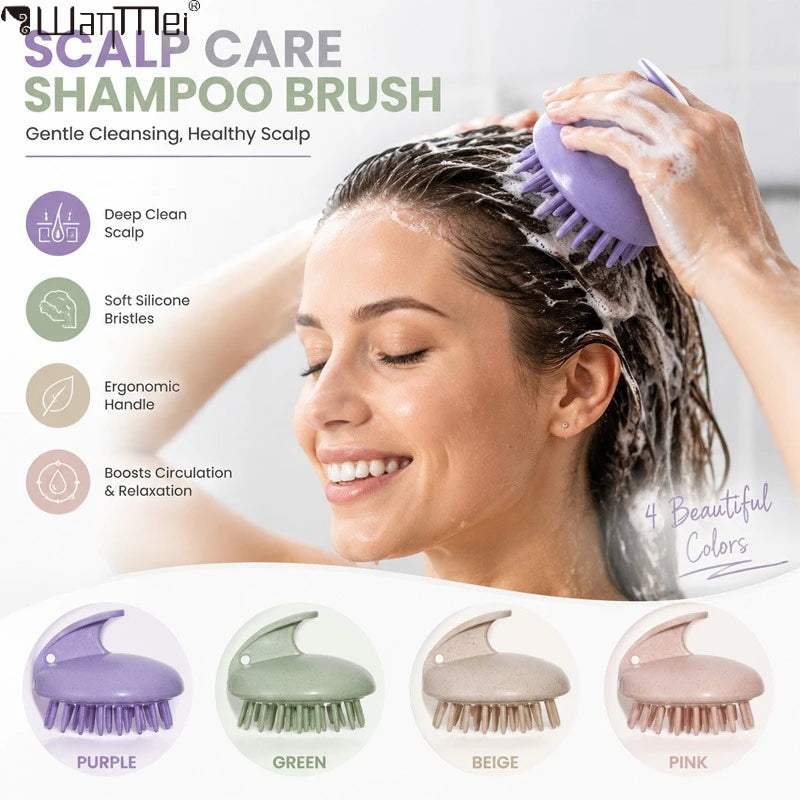 Scalp Care Shampoo Brush Soft Silicone Hair Scrubber Ergonomic Hair Washing Brush for Deep Clean Scalp Massage