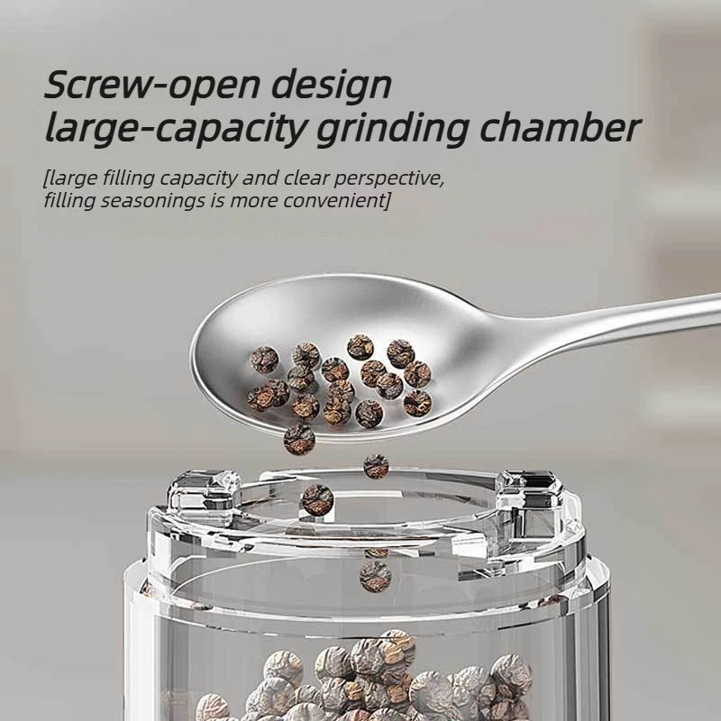 Electric Salt and Pepper Grinder Set USB Rechargeable Spice Mill Adjustable Coarseness for Kitchen Cooking BBQ Seasoning Use