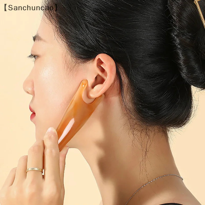 〔San〕 Resin Face Lifting Scraping Massage Nose Lifting Massage Y-shape Guasha Massage Reduce Puffiness Meridians Tool
