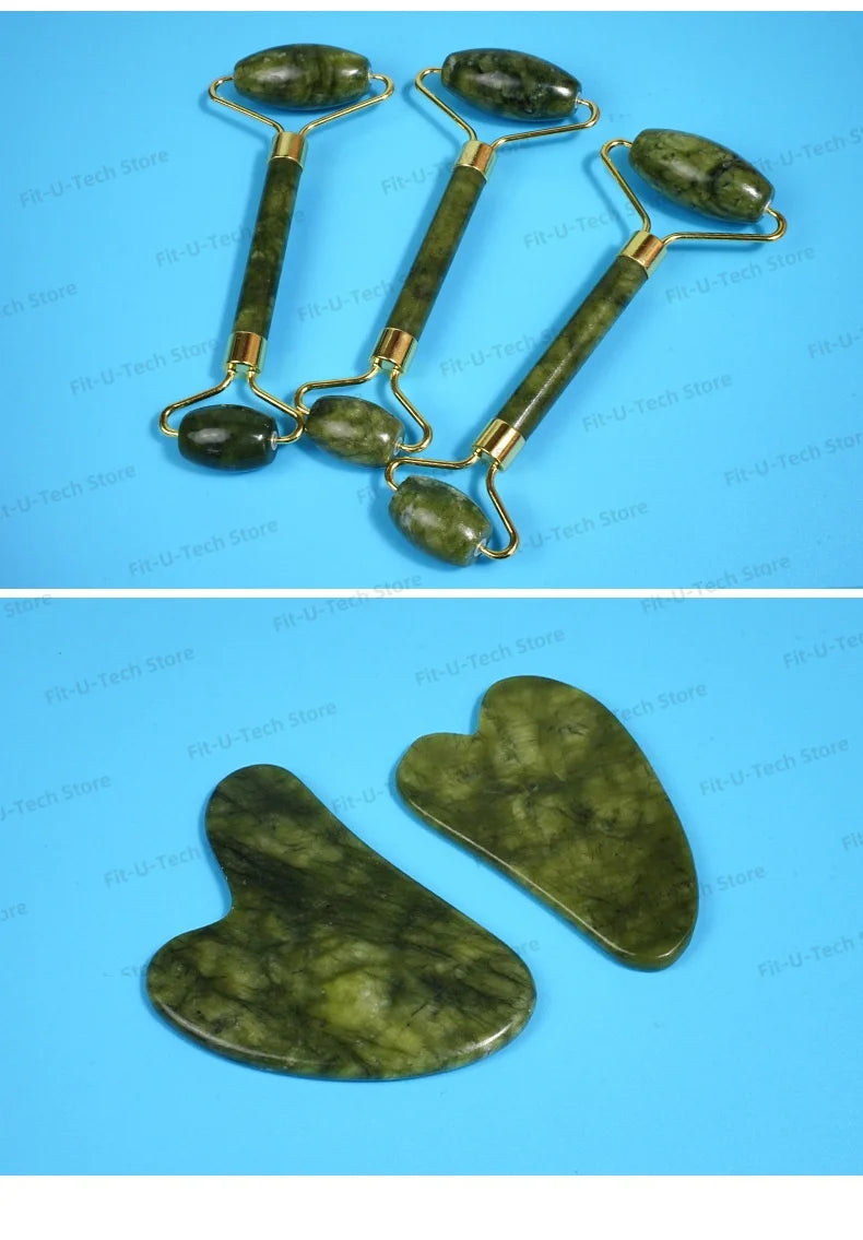 Guasha Natural Stone Massage Face Jade Roller Gua Sha Massage Tool Set for SPA Body visage rouleau de massage rouleau visage