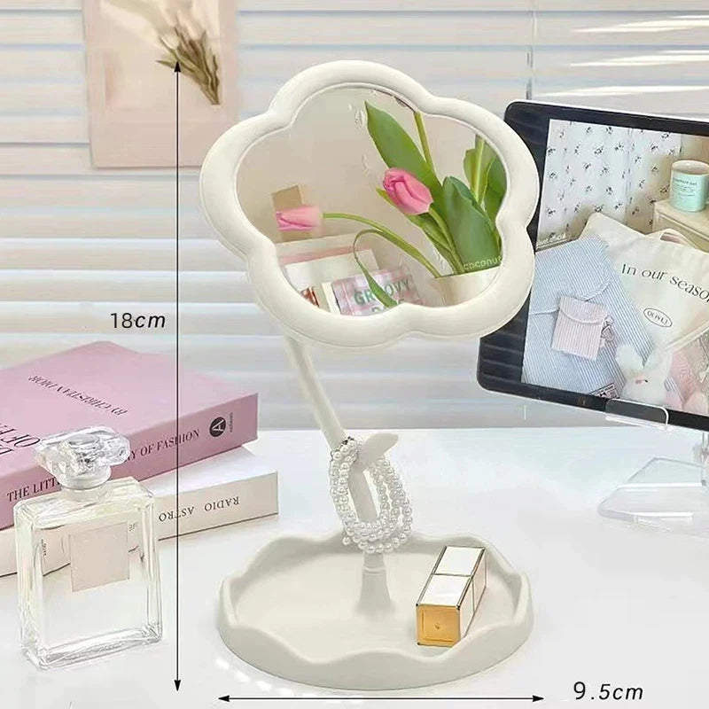 Student Dormitory Desktop Makeup Mirror Special-shaped Dresser Makeup Mirror Girls Flower Mirror Makeup Mirror Desktop Mirror