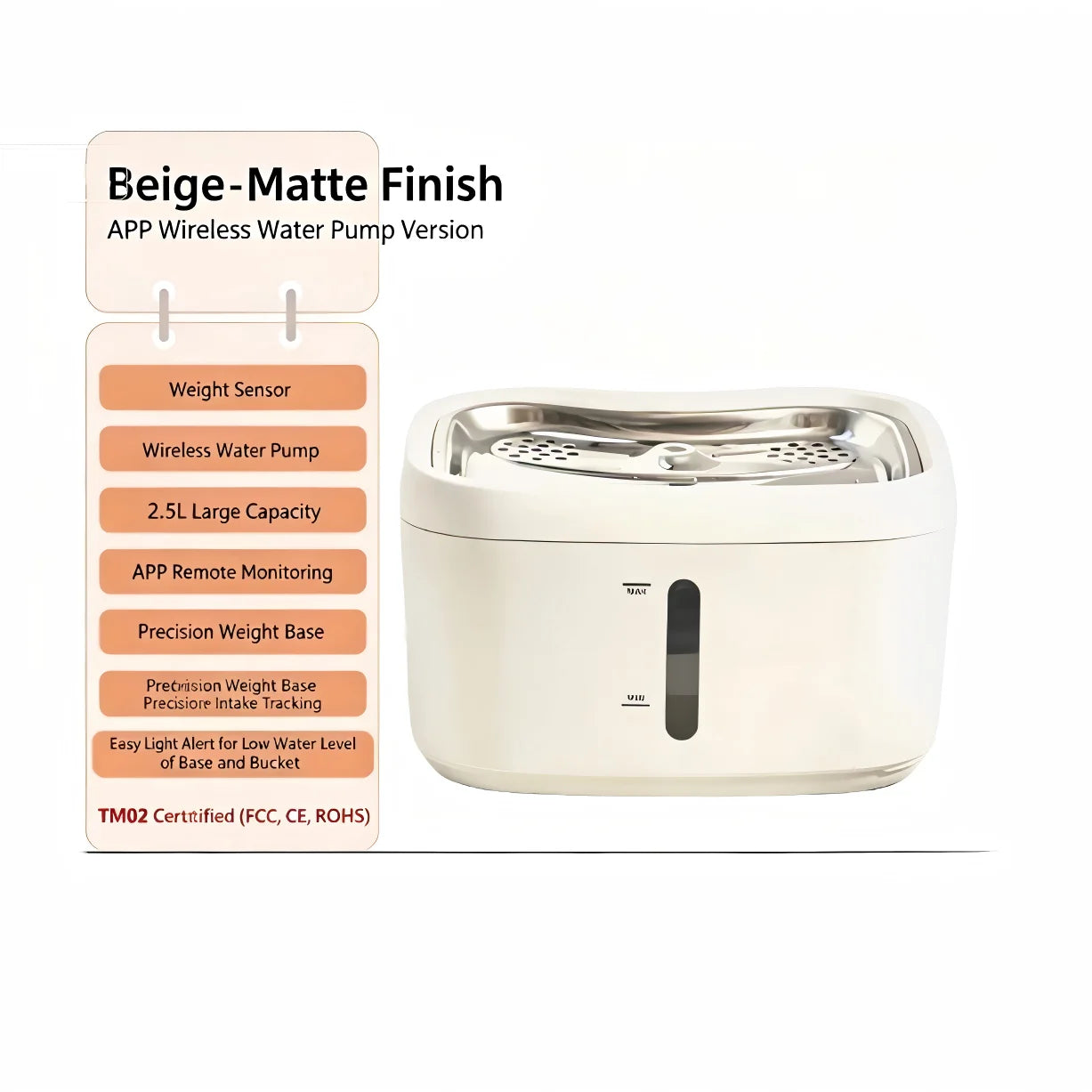 Cat Water Fountain with Auto Filter Transparent Anti-Dry Burning Recirculating Dispenser Includes Pump for Cats