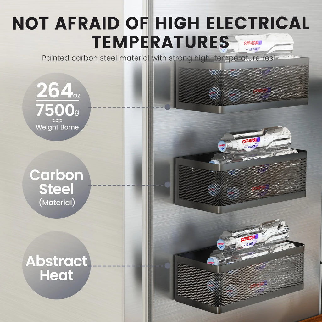 Magnetic Refrigerator Storage Rack, Magnetic Spice Rack, Metal Magnetic Hanging Basket, Wall Cabinet, Multifunctional Storage Box, No-Drill Installation