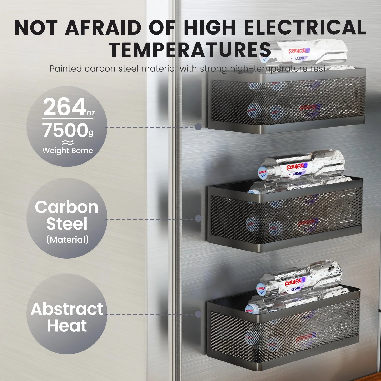 Magnetic Refrigerator Storage Rack, Magnetic Spice Rack, Metal Magnetic Hanging Basket, Wall Cabinet, Multifunctional Storage Box, No-Drill Installation