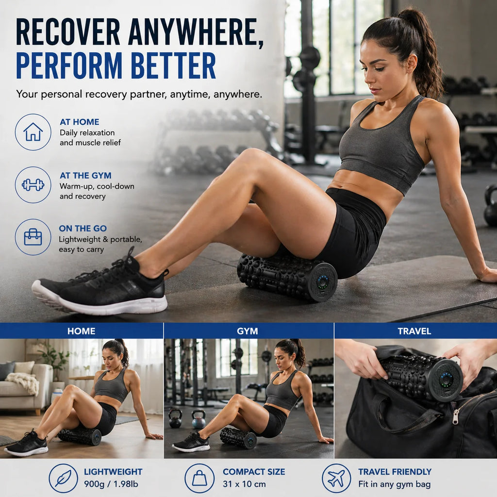 Vibrating Foam Roller Massage Roller for Muscle Pain Relief & Muscle Recovery ,5-Speed Electric Exercise Foam Roller Yoga Column