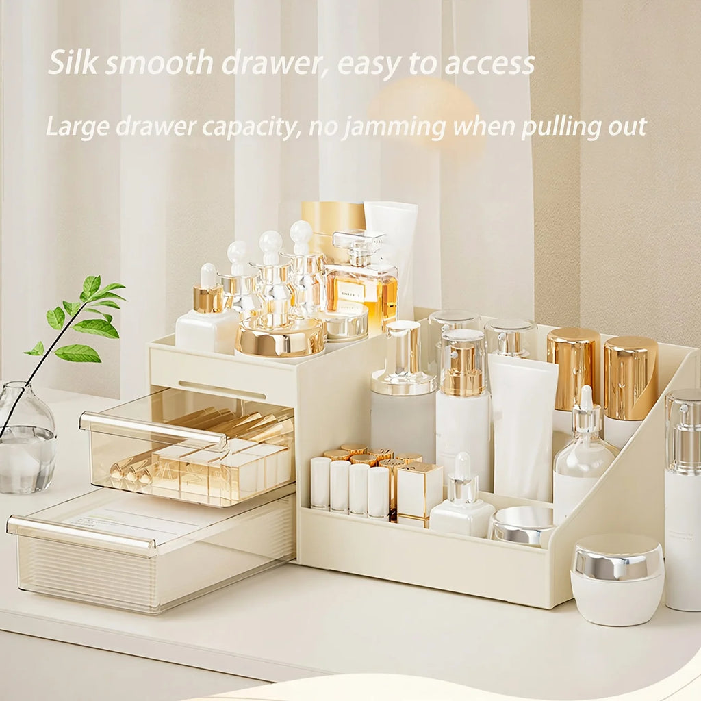 Makeup Organizer with Drawers, Cosmetic Storage for Dresser Vanity and Bathroom Countertop, Beauty Holder for Lipstick Brush