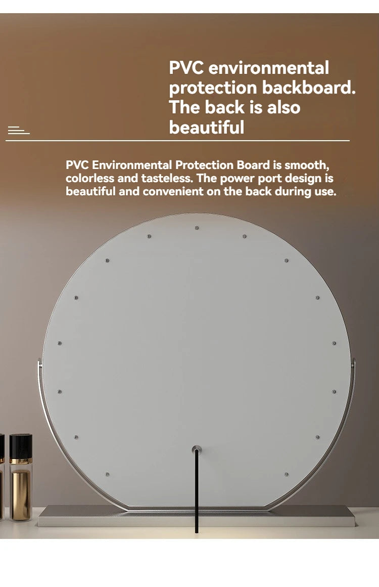 LED Half-Circular Lighted Makeup Mirror with Rotatable Touch Control, Smart Desktop Vanity Light