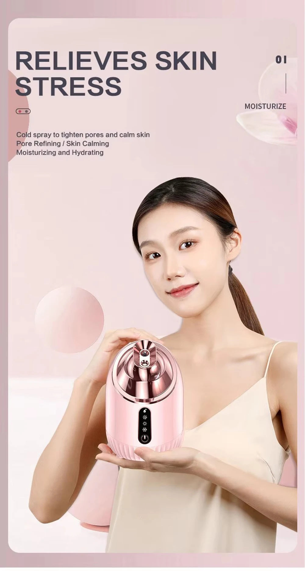 Face Steamer Nano Mist Sprayer Facial Steamer Cold & Hot Nebulizer Facial Sauna Humidifier For Pores Cleansing Moisturizing SPA