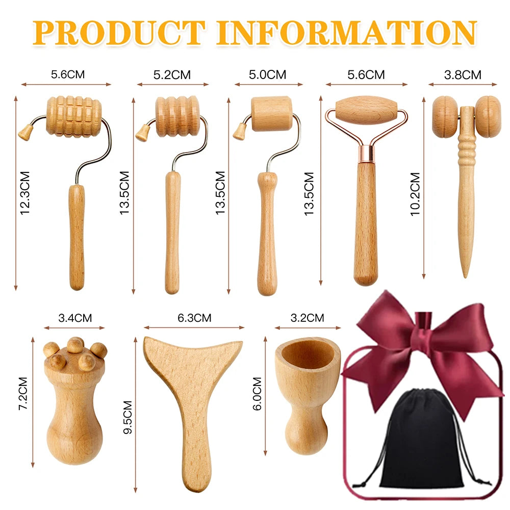 Face Massager Maderoterapia Face Roller Mini Wood Therapy Face Slimming Gua Sha Scraper Facial Lifting Wrinkle Remover