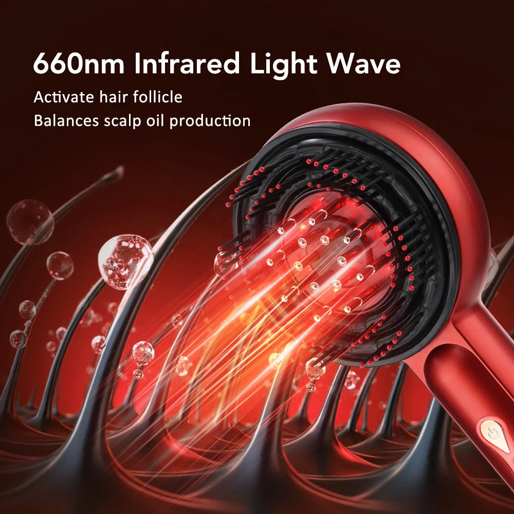 Electric Scalp Massager Comb 660nm Red Light for Hair Growth Nourishing Anti-Loss Brush Featuring Kneading Function Hair Care