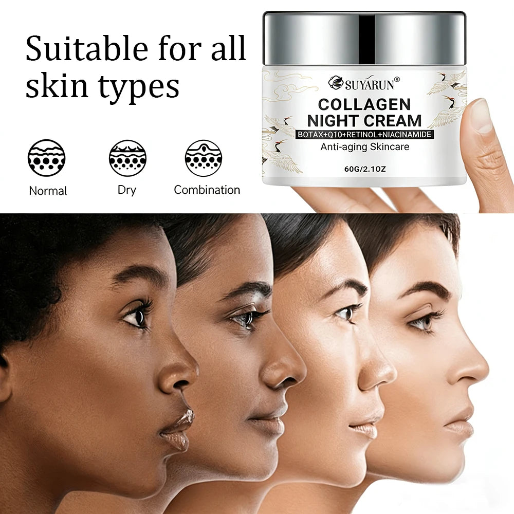 SUYARUN Night Repair Cream - Collagen Booster with Niacinamide & Ginger, Anti-Aging, Brightening & Moisturizing Face Cream.