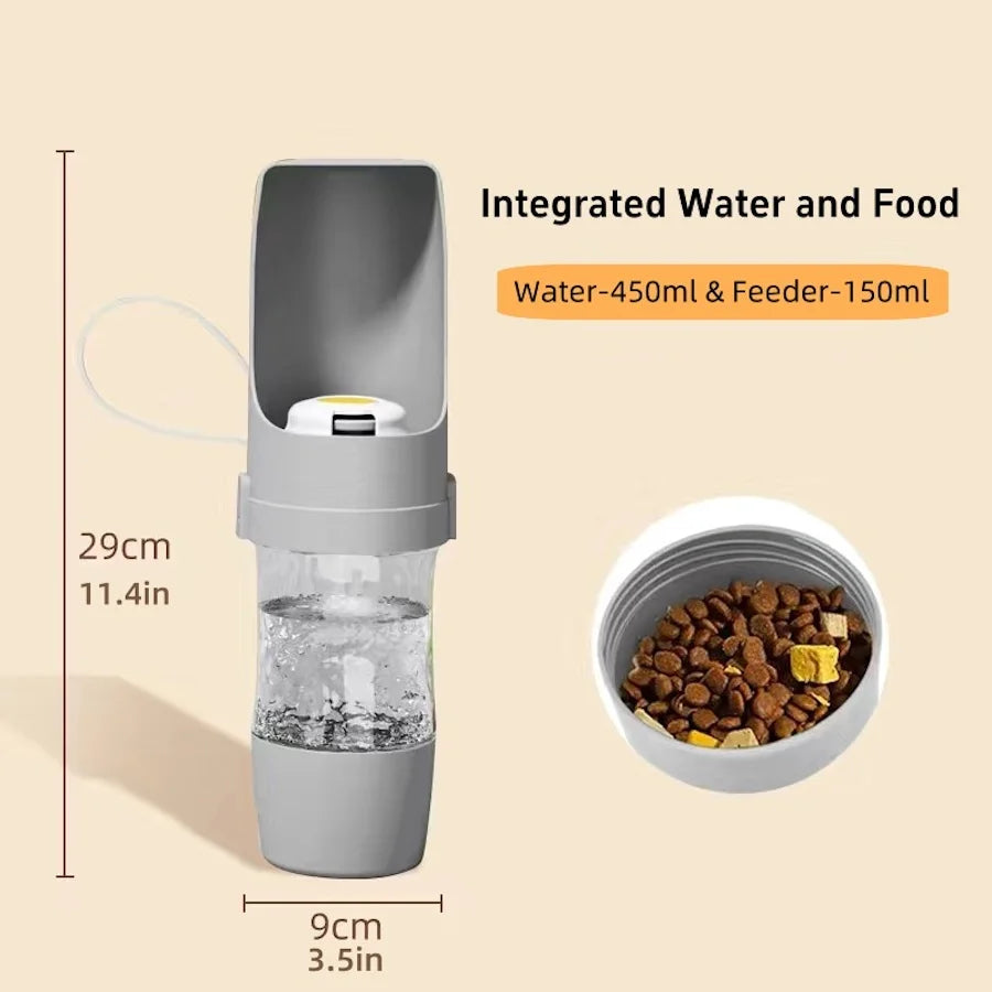 Portable Travel Pets Dog Water Bottle with Storage Food and Water Container Dog Cat Outdoor Pet Water Cup Bottle for Puppy