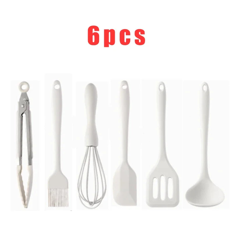 Silicone Kitchen Utensils Food Grade Non-stick Cooking Baking Spatula Silicone Oil Brush Egg Whisk Food Clip Kitchen Accessor