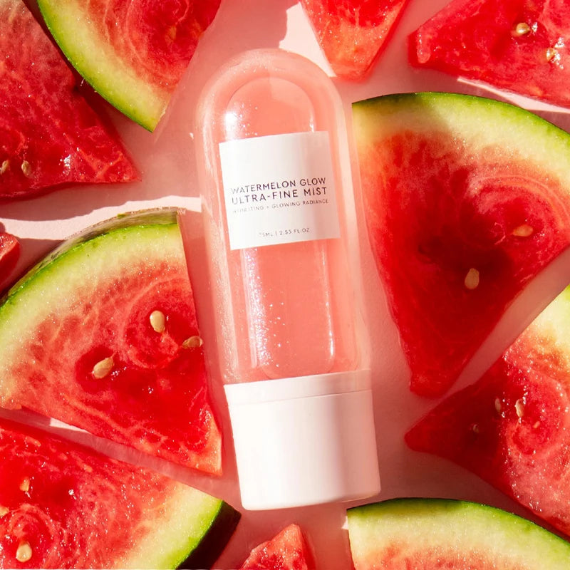 Strong Watermelon Glow Facial Spray Hydrating Mist With Hyaluronic Acid Hibiscus AHA To Refresh Dry Skin Enhance Dewy Makeup