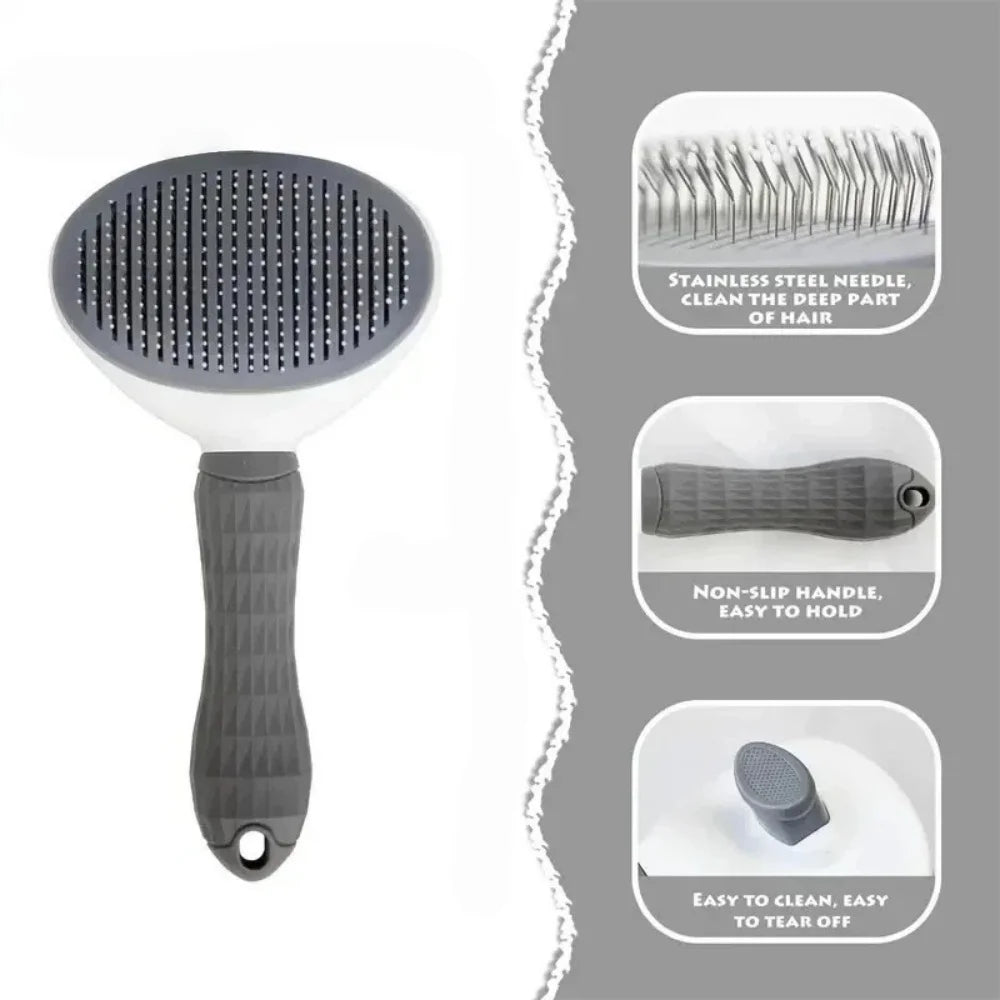 Self-Cleaning Pet Grooming Slicker Brush One-Click Hair Remover Comb Household Fur Cleaning Care For All Breeds Dogs Cats Pet