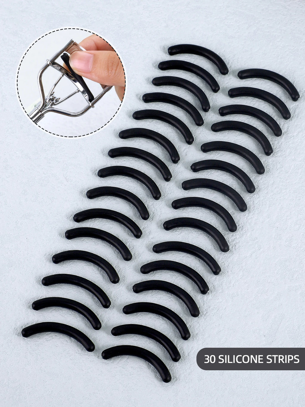 30pcs Silicone Rubber Strip for Eyelash Curler, Soft Silicone Replacement Pad for Eyelash Curler, Universal Eyelash Curler.