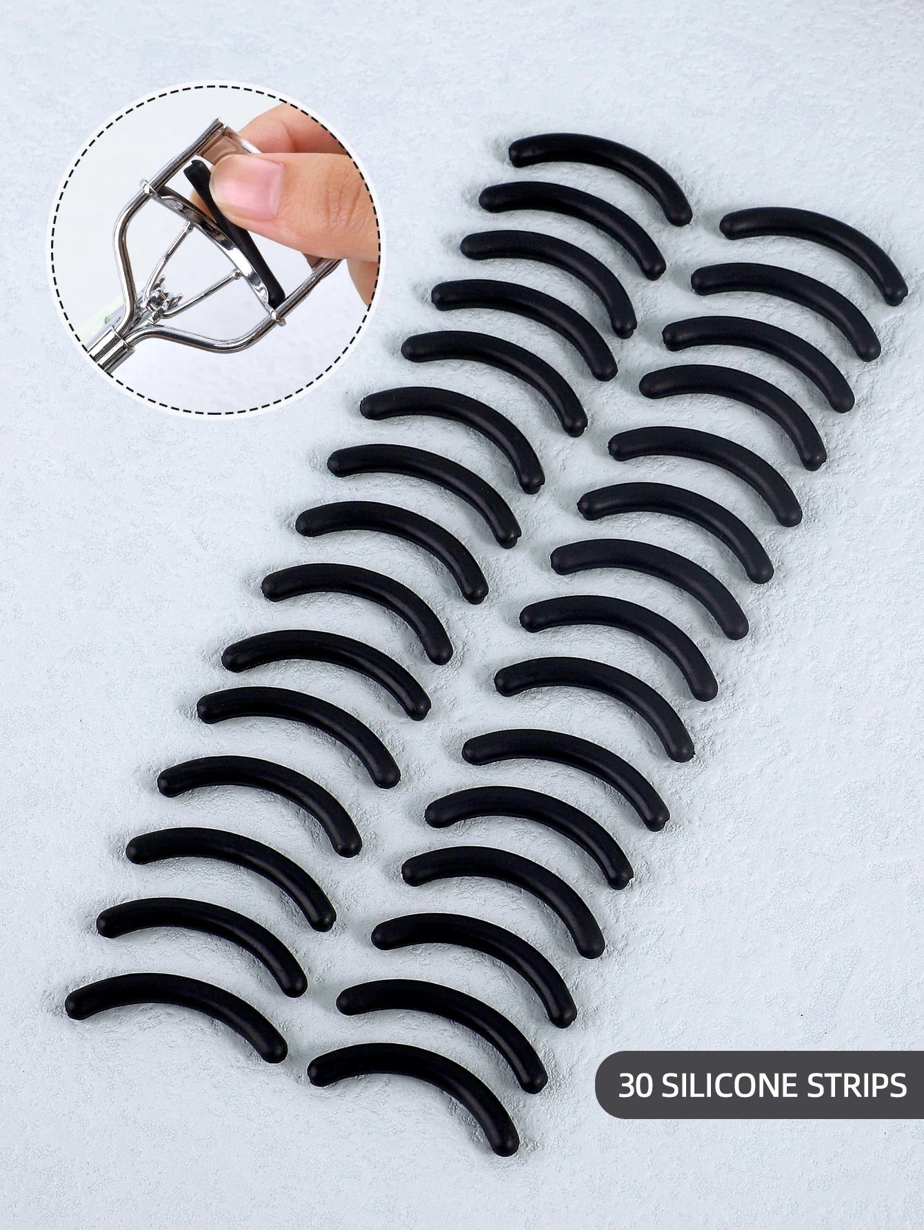 30pcs Silicone Rubber Strip for Eyelash Curler, Soft Silicone Replacement Pad for Eyelash Curler, Universal Eyelash Curler.