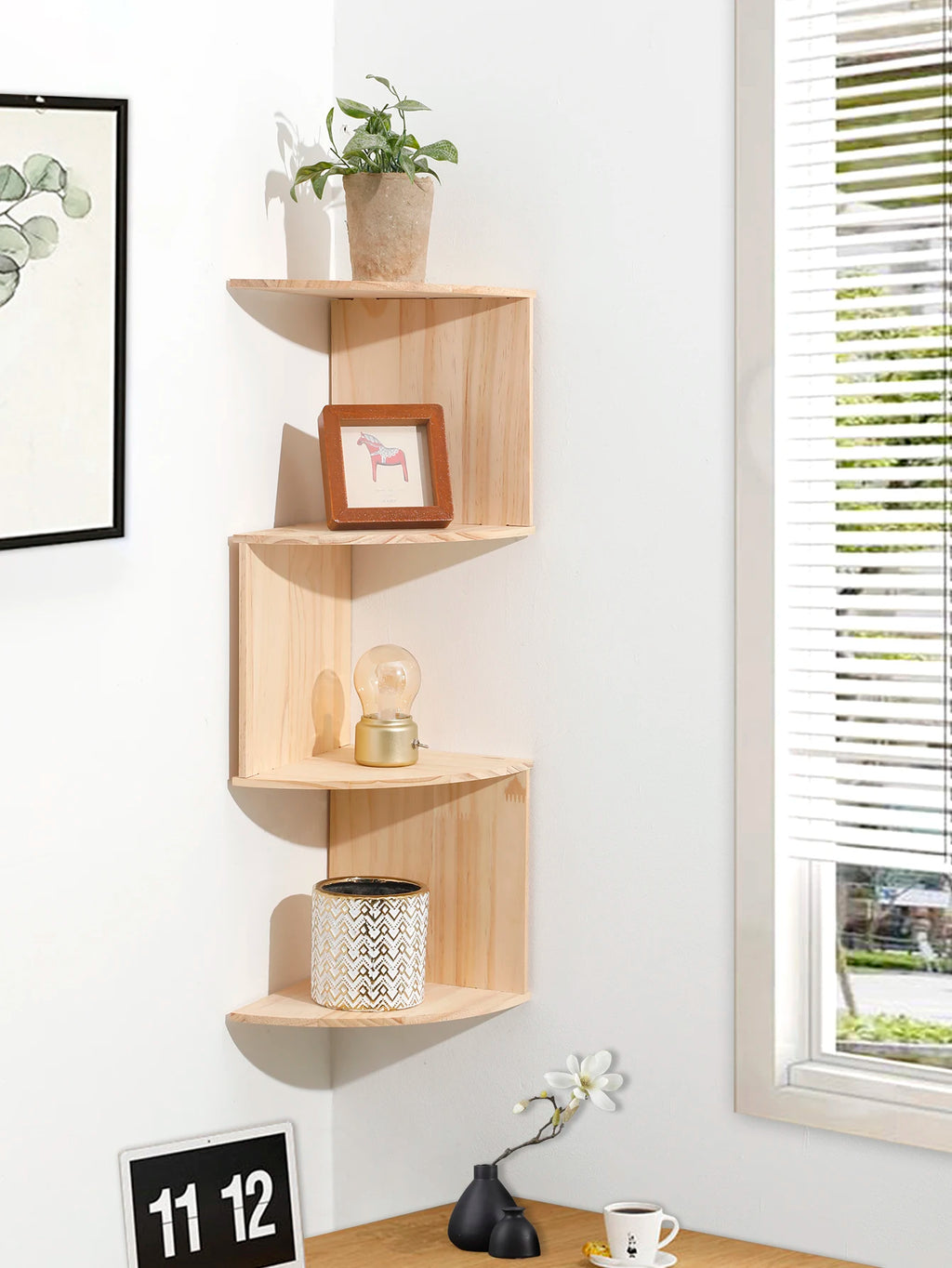 Wooden Corner Shelf Floating Shelves ,Wall Shelf,Corner Bookshelf,Home Kitchen Organizers Storage Living Room Decorations