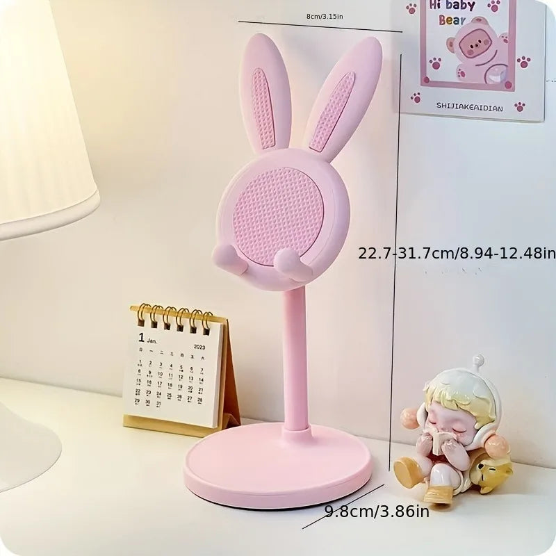 Cute Rabbit Desktop Phone Holder Can Lift and Adjust Height Cellphone Stand Lazy Bracket For iPhone IPad Samsung Xiaomi Tablet