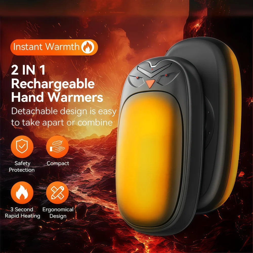 Hand Warmers 2000mAh*2 Rechargeable 2 Pack Electric Handwarmers Hand Warmer Heater Christmas Outdoors Hunting Golf Camping