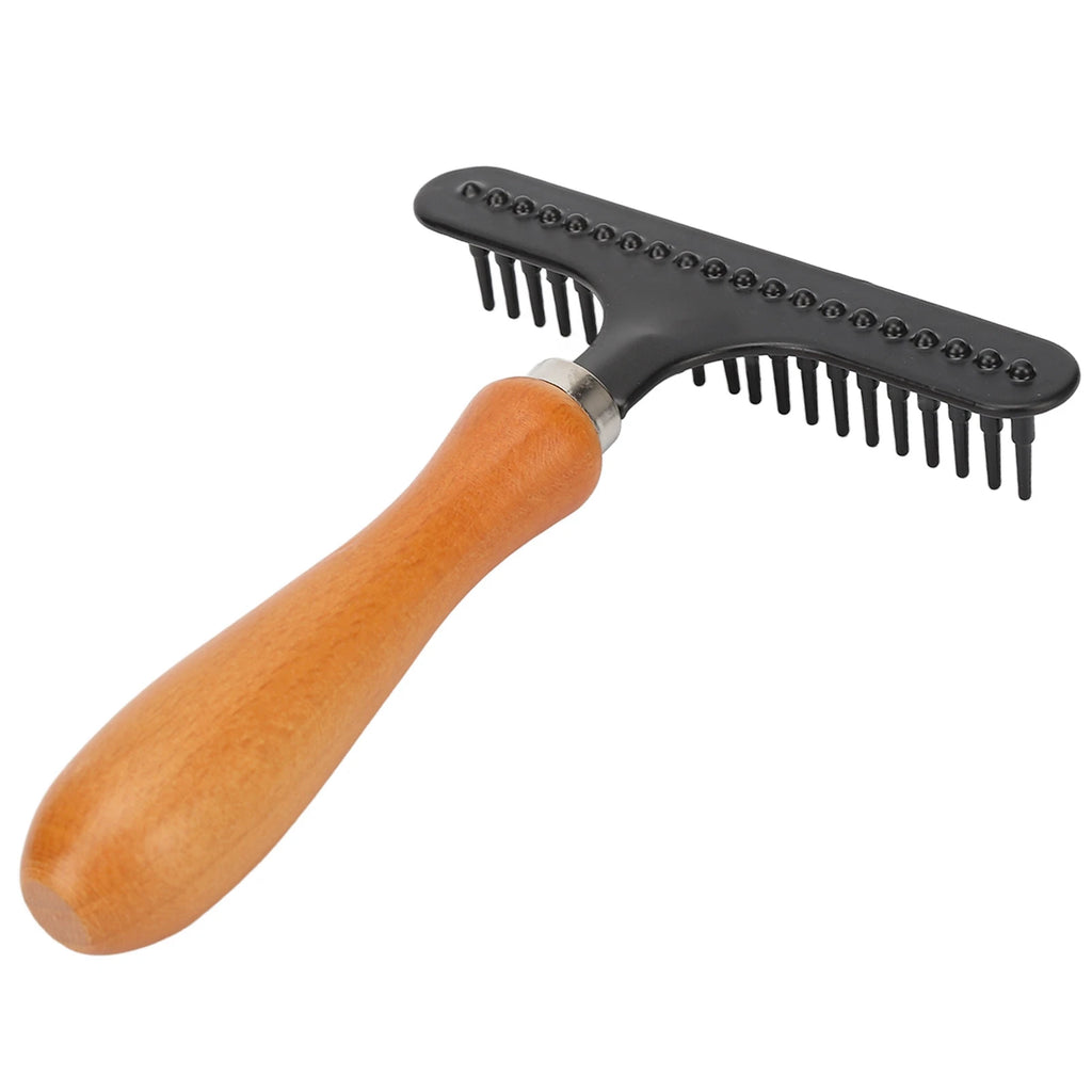 Pet Grooming Brush Pet Brush Handheld Cat Grooming Rake Wooden Handle Pet Hair Deshedding Detangling Brush for Cats Dogs