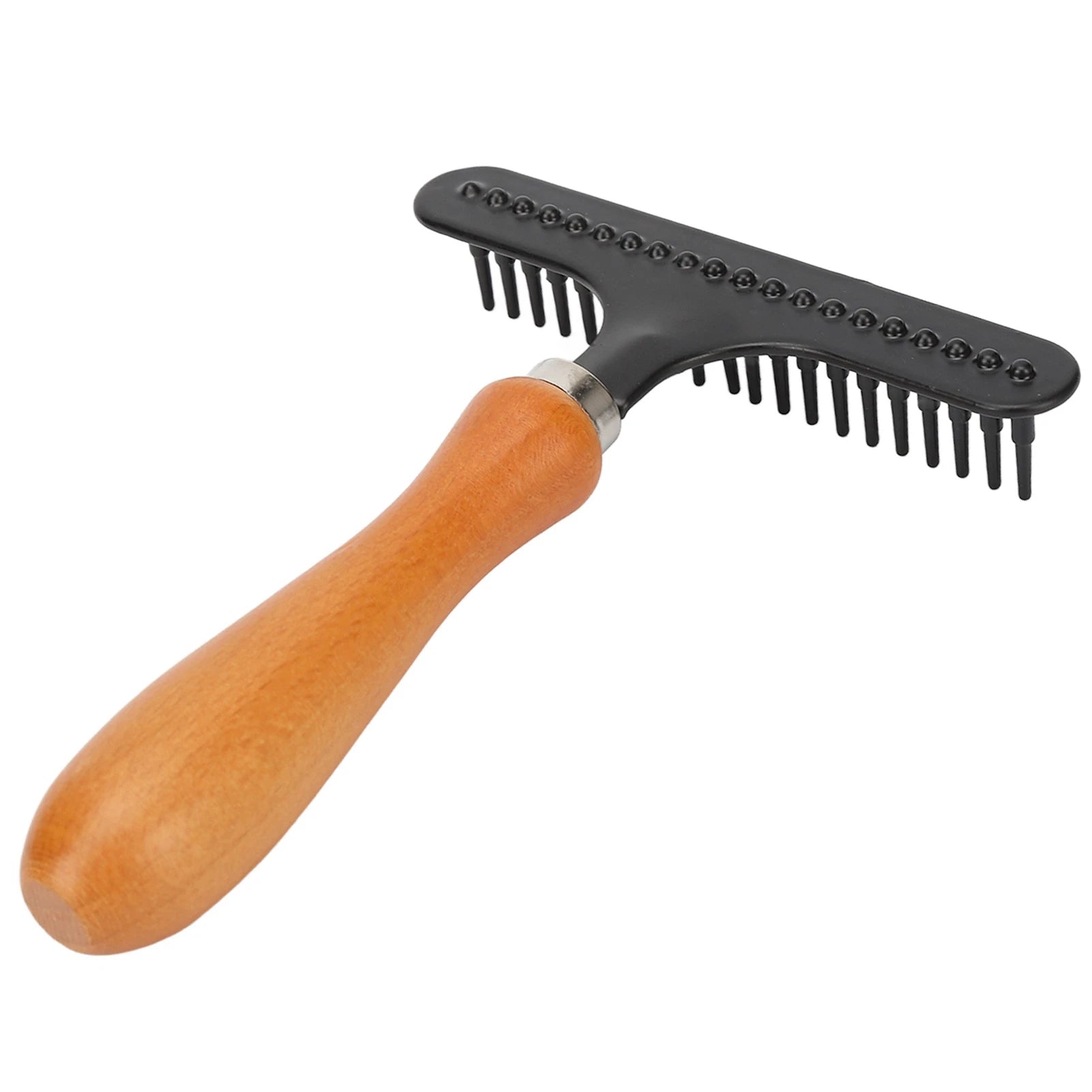 Pet Grooming Brush Pet Brush Handheld Cat Grooming Rake Wooden Handle Pet Hair Deshedding Detangling Brush for Cats Dogs