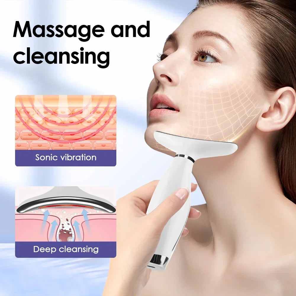 7 Colors LED Photon Therapy Face Neck Beauty Device 7 Modes 3 Levels Vibration Massage Skin Lifting Anti Wrinkle Machine Home Us