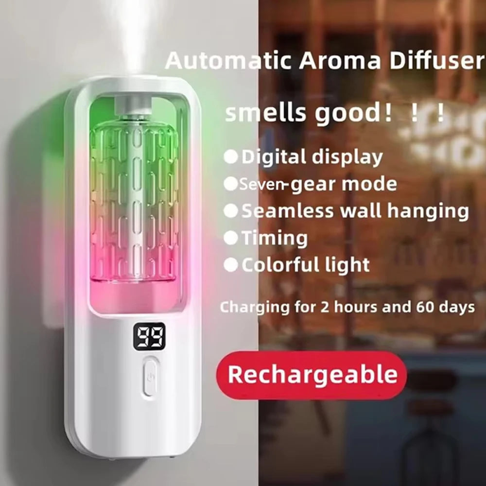 50ml Essential Oils Diffuser USB Multi-mode LED Digital Display 7 Gear Home Wall Mounted Display Air Freshener Smart Fragrance