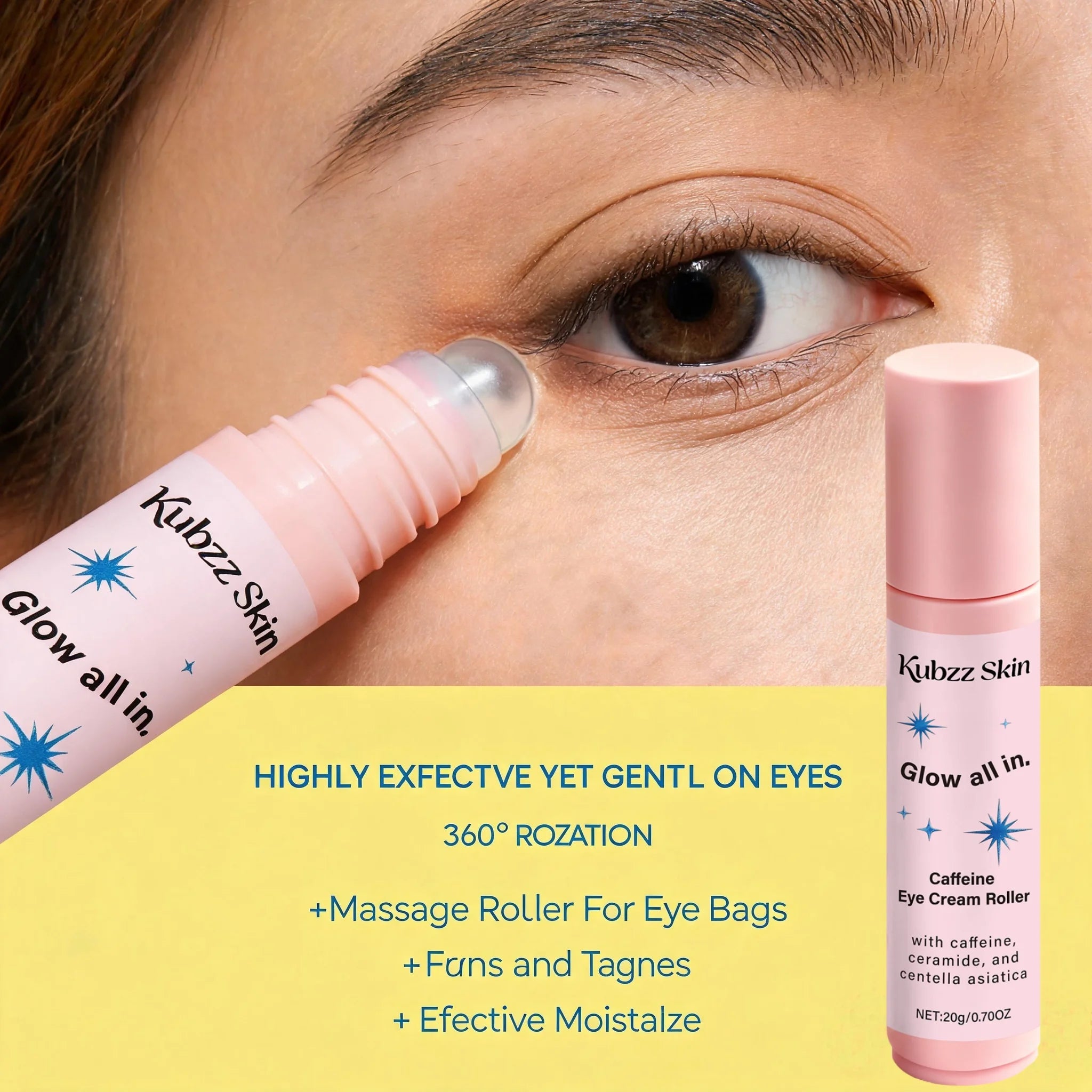 Caffeine Eye Cream, with Added Centella Asiatica Extract, Caffeine, Ceramide Np, and Tocopherol; Moisturizes and Brightens Skin Tone, Smoothes Fine Lines Around the Eyes, and Restores Skin's Youthful Glow —— Light Beige D