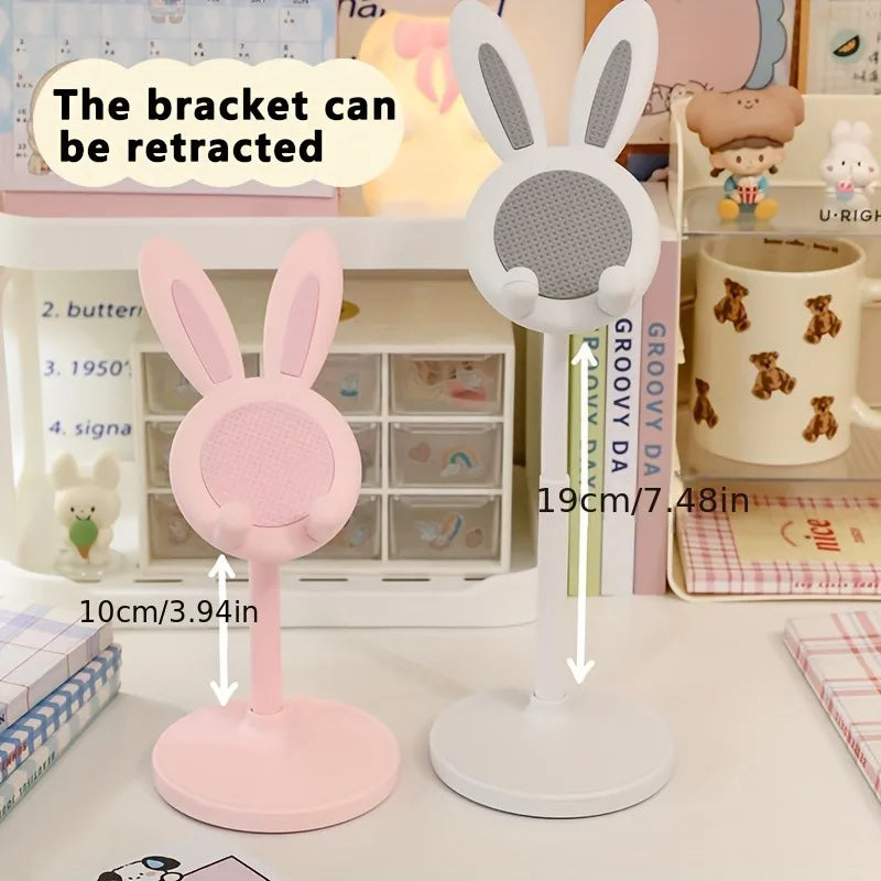 Cute Rabbit Desktop Phone Holder Can Lift and Adjust Height Cellphone Stand Lazy Bracket For iPhone IPad Samsung Xiaomi Tablet