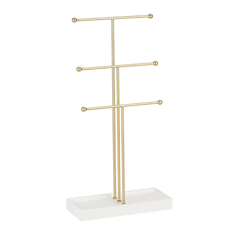 Jewelry Organizer Stand Necklace Holder Organizer, 3-Tier Earrings Organizer Bracelet Storage Display & Velvet Ring Tray