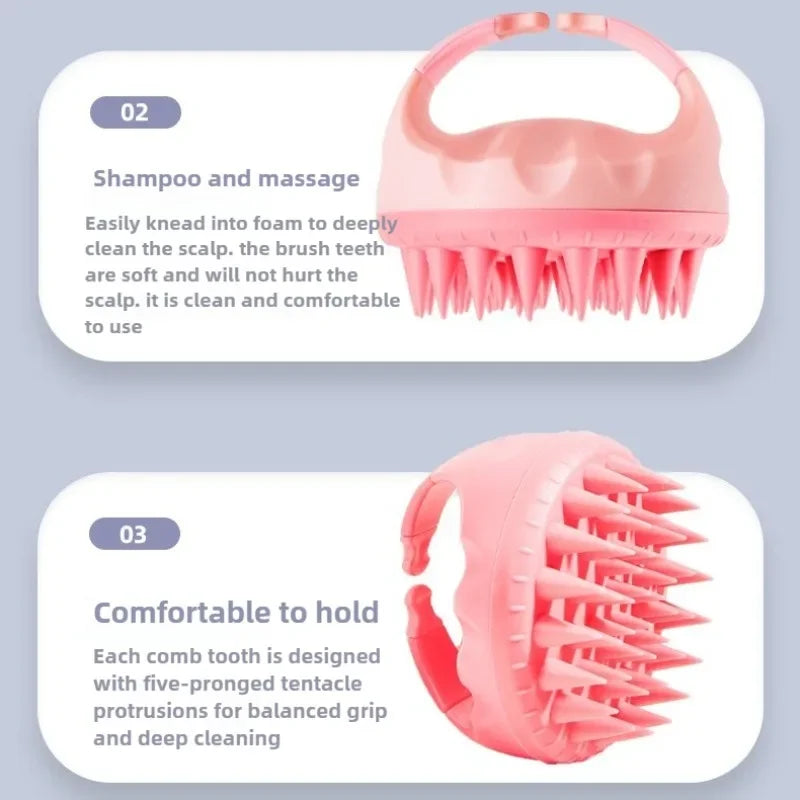 Scalp Scrubber Shampoo Brush with Handle Hair Washing Massager Clean Scalp Exfoliator Tool for Hair Care