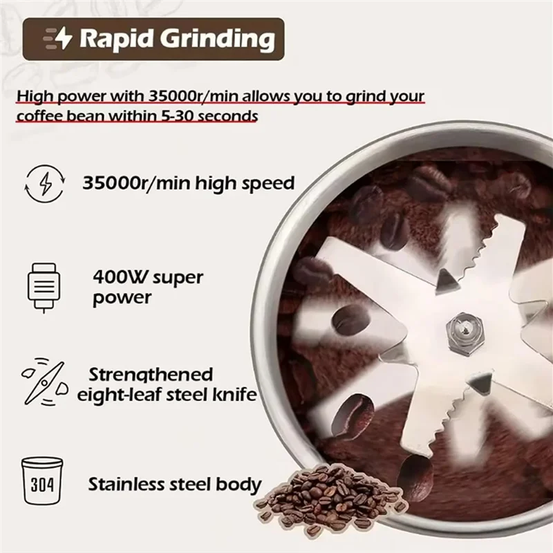 B98A-Grain Mills Electric Spice Grinder Household Small Powder Grinding Machine EU Plug