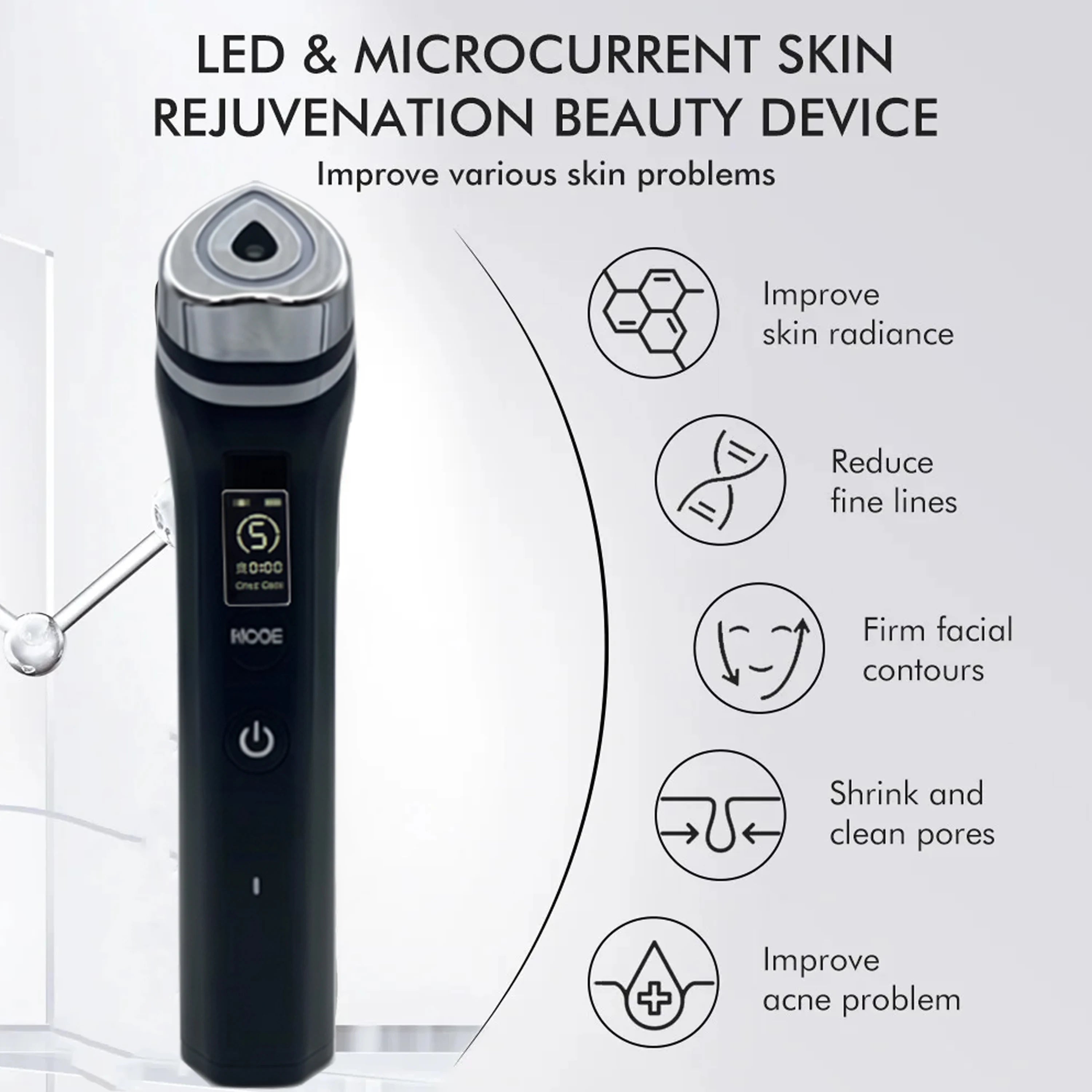 5 Modes RF Facial Beauty Device, Anti-Aging Skin Tightening Massager for Pore Refining & Skincare Absorption