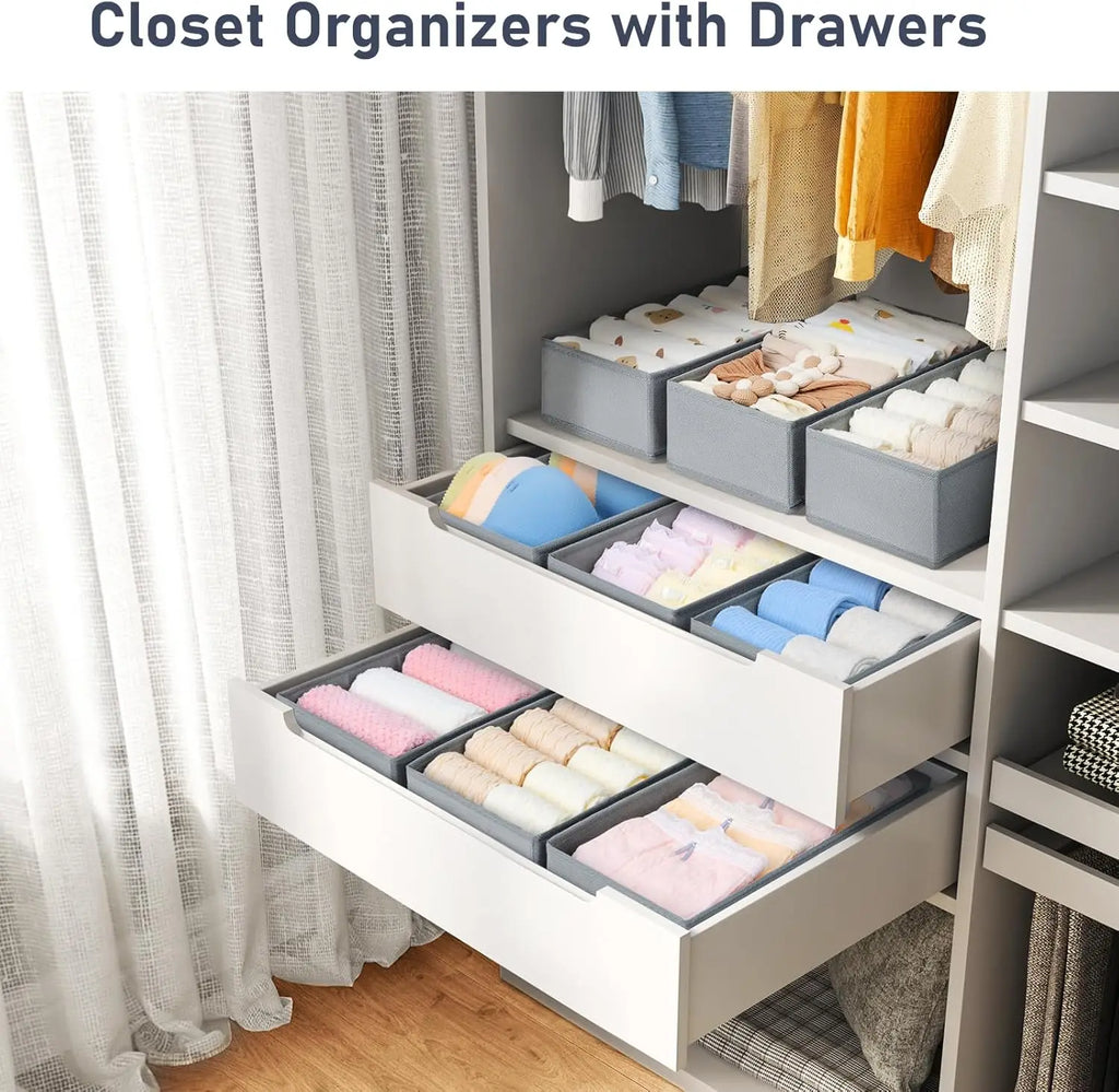 Drawer Organizer Clothes - Small Dresser Organizer Underwear Drawer Organizer for Baby Clothes, Socks, Underwear, Bra, Belt, Tie
