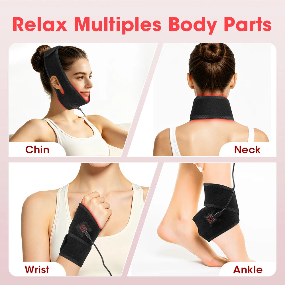 LED Beauty Device 660nm 850nm Neck V-Contour Care Warm Massage Skin Care Tool