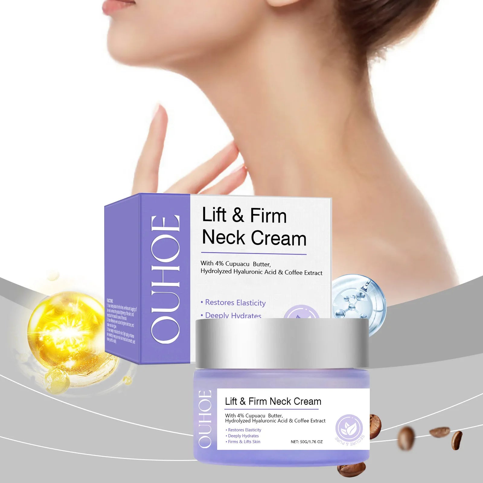 Neck Cream Anti-Aging Firming Lifting For Neck Double Chin Reducer Fine Lines Protein Cream Moisturizer Neck Rejuvenation Cream