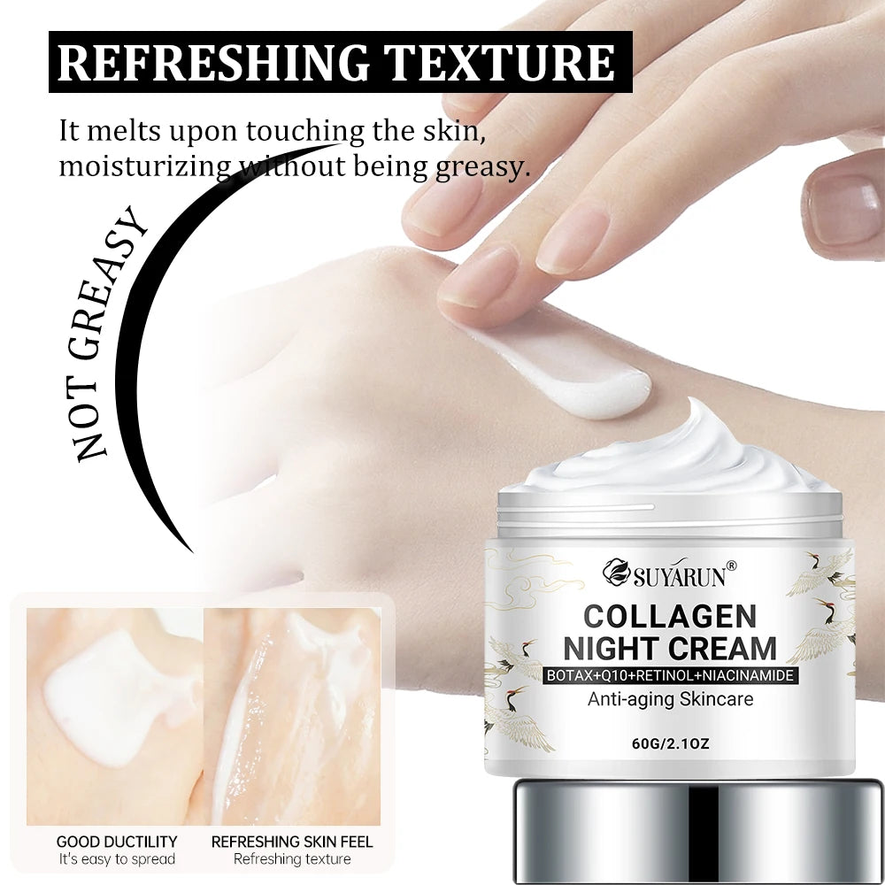SUYARUN Night Repair Cream - Collagen Booster with Niacinamide & Ginger, Anti-Aging, Brightening & Moisturizing Face Cream.